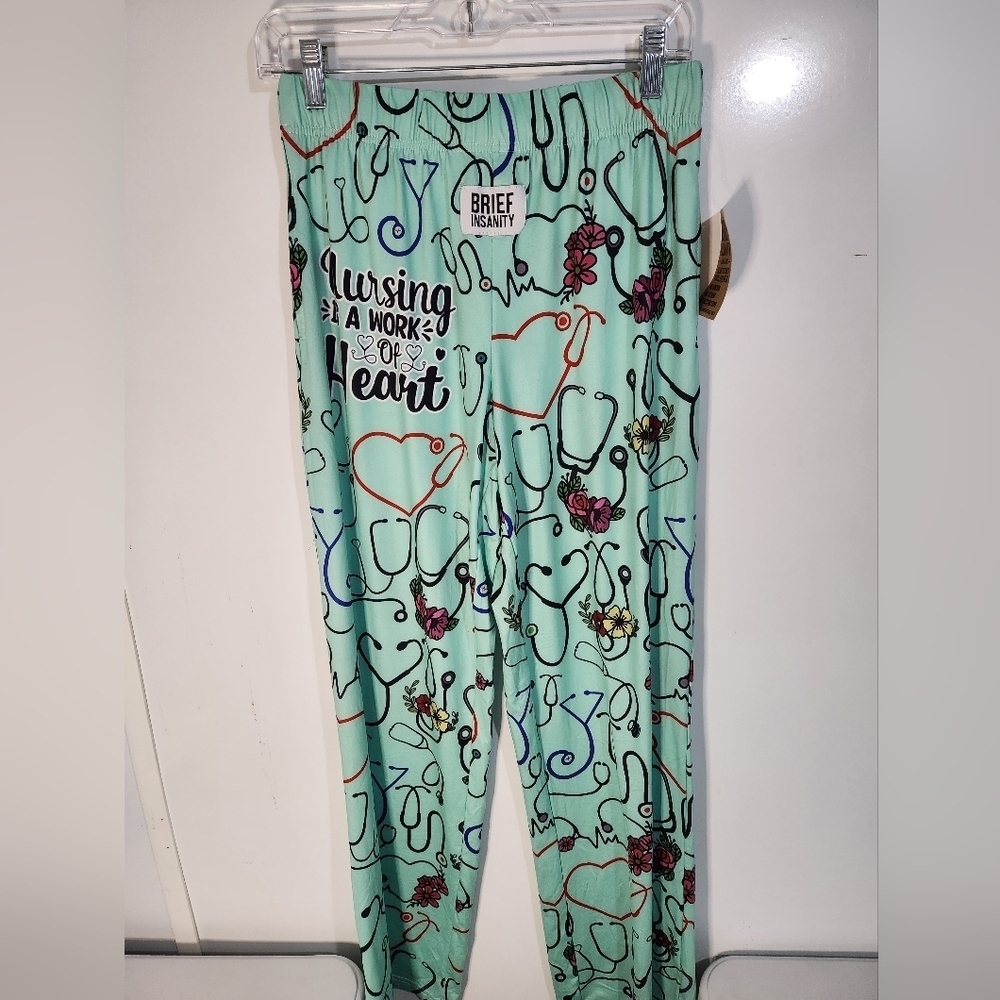 Mint Green Nursing Themed Lounge Pants, Size Med, NWT